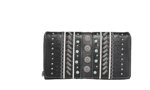 MW1091-W010 BK Montana West Studs Collection Wallet