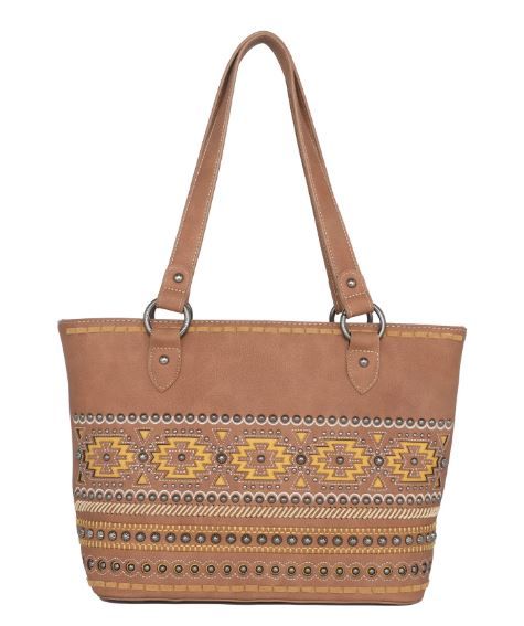 MW1092G-8317 BR Montana West Cut Out Aztec Collection Concealed Carry Tote