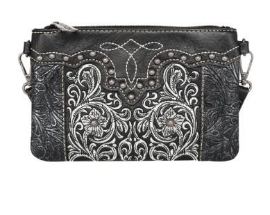 MW1099-181 BK Montana West Floral Embroidered Collections Clutch/Crossbody