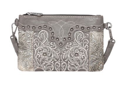 MW1099-181 GY Montana West Floral Embroidered Collections Clutch/Crossbody