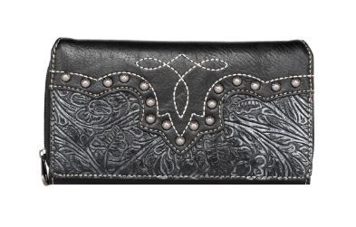 MW1099-W010 BK  Montana West Floral Embroidered Collections Wallet