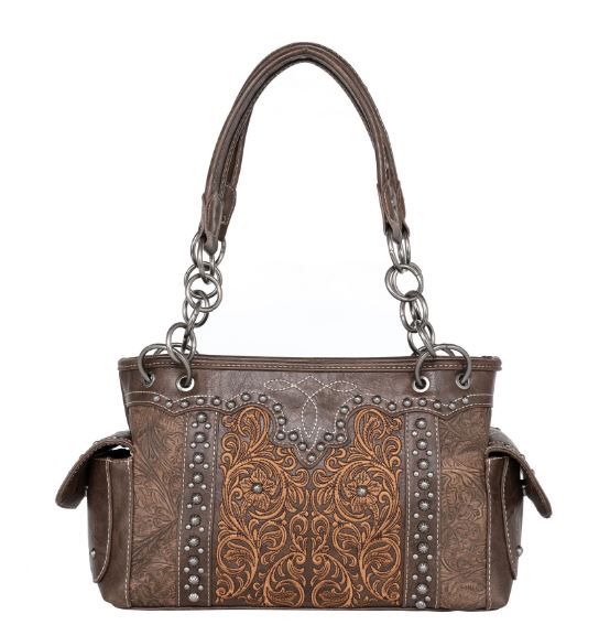 MW1099G-8085 CF  Montana West Floral Embroidered Collections Concealed Carry Satchel