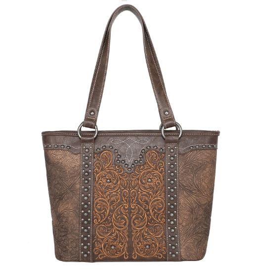 MW1099G-8317 CF  Montana West Floral Embroidered Collections Concealed Carry Tote