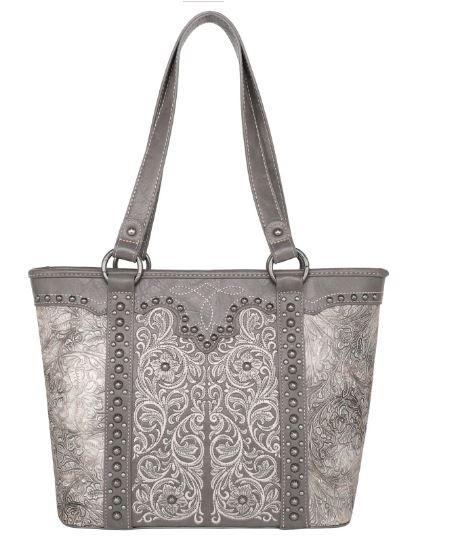 MW1099G-8317 BR  Montana West Floral Embroidered Collections Concealed Carry Tote