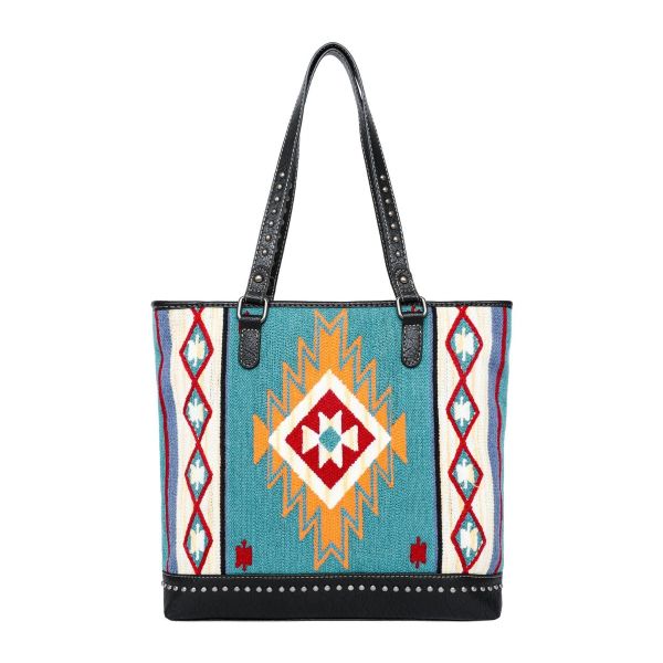 MW1105 -8317 BK Montana West Aztec Tapestry Tote (Double Sided Design) 