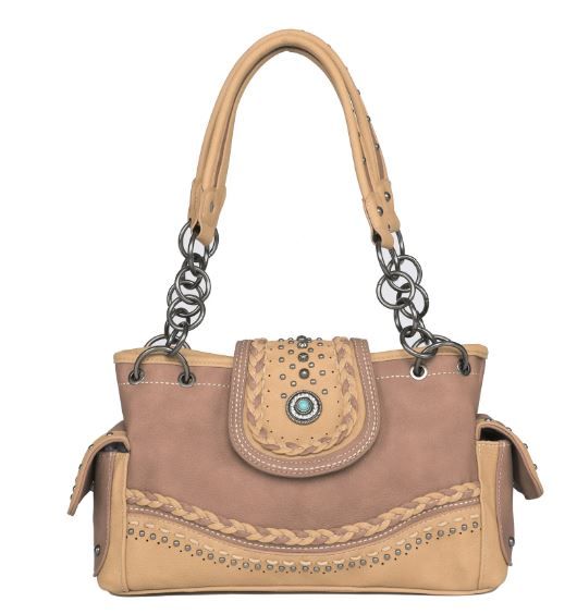 MW1107G-8085 BR Montana West Concho Collection Concealed Carry Satchel