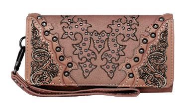 MW1110-W010 BR  Montana West Boot Scroll Embroidered Collection Wallet