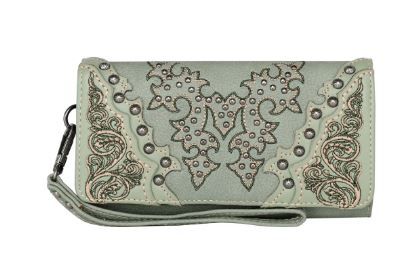 MW1110-W010 GN  Montana West Boot Scroll Embroidered Collection Wallet