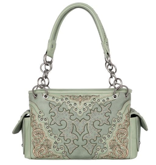 MW1110G-8085 GN Montana West Boot Scroll Embroidered Collection Concealed Carry Satchel