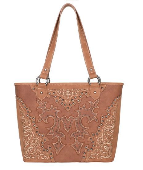 MW1110G-8317 BR Montana West Boot Scroll Embroidered Collection Concealed Carry Tote