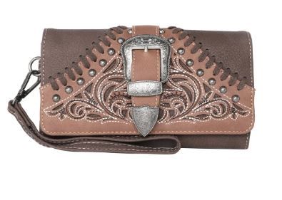 MW1111-W018 CF  Montana West Floral Embroidered Buckle Collection Wallet