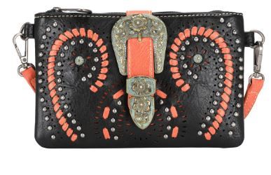 MW1116-181 BK Montana West Buckle Collection Clutch/Crossbody