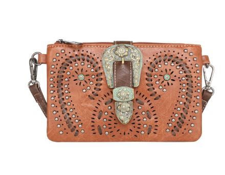 MW1116-181 BR Montana West Buckle Collection Clutch/Crossbody