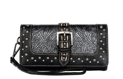 MW1117-W010 BK  Montana West Embossed Collection Wallet