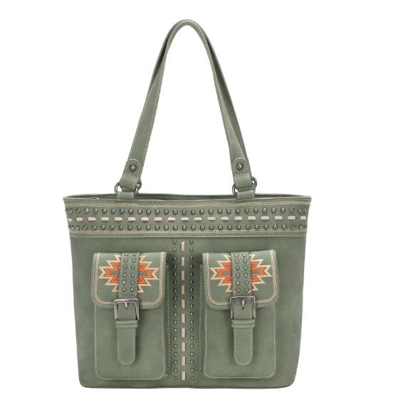 MW1123G-8317 GN Montana West Aztec Collection Concealed Carry Tote