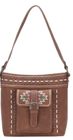 MW1123G-918 BR  Montana West Aztec Collection Concealed Carry Hobo