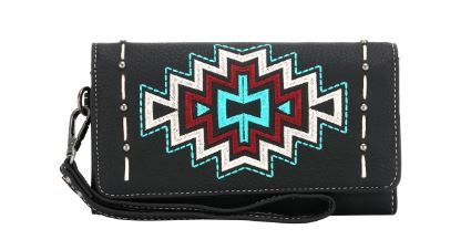 MW1125G-W018 BK  Montana West Aztec Collection Wallet