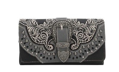 MW1126-W018 BK  Montana West Buckle Collection Wallet