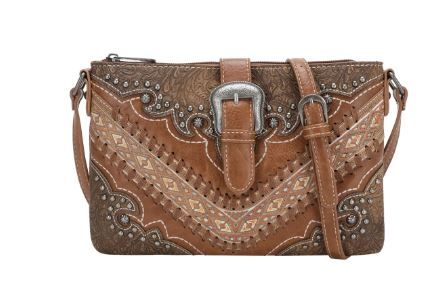 MW1131-181 BR  Montana West Buckle Collection Clutch/Crossbody