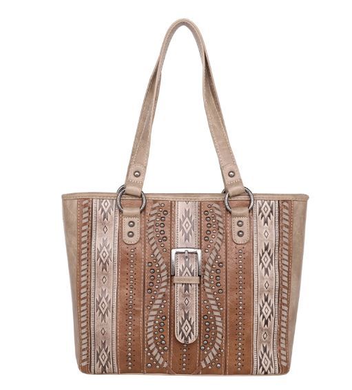 MW1134G-8317 KH Montana West Aztec Tooled Collection Concealed Carry Tote