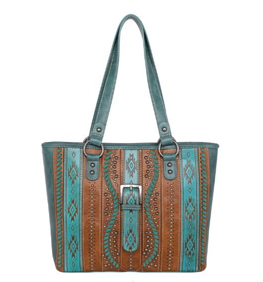 MW1134G-8317 TQ Montana West Aztec Tooled Collection Concealed Carry Tote