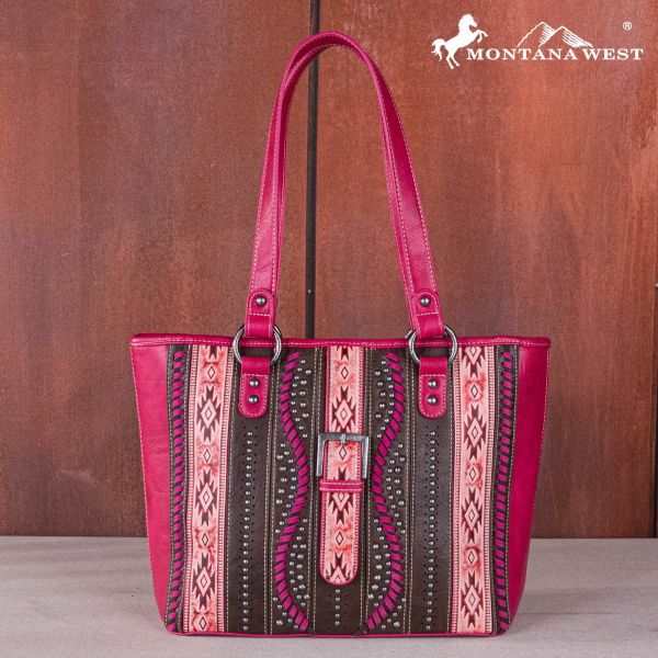 MW1134G-8317 BDY Montana West Aztec Tooled Collection Concealed Carry Tote