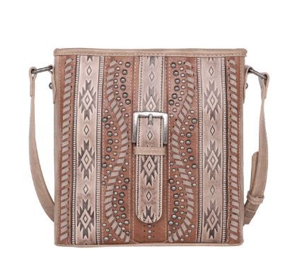 MW1134G-9360 KH Montana West Aztec Tooled Collection Crossbody Bag