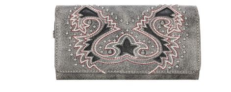 MW1137-W002 BK  Montana West Boot Scroll Collection Wallet