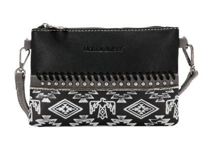 MW1139-181 BK  Montana West Aztec Tooled Collection Clutch/Crossbody