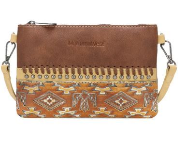 MW1139-181 BR Montana West Aztec Tooled Collection Clutch/Crossbody