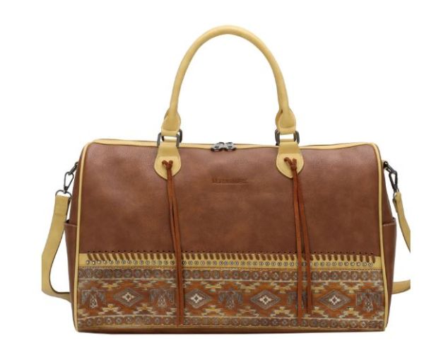 MW1139-5110 BR Montana West Aztec Tooled Collection Weekender Bag