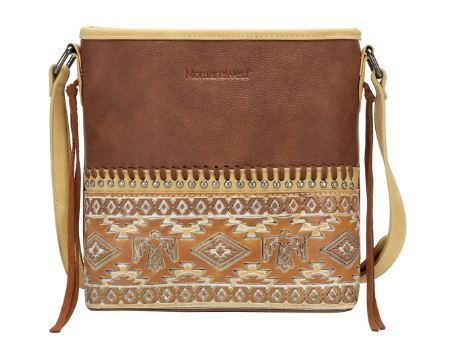 MW1139G-9360 BR  Montana West Aztec Tooled Collection Crossbody Bag