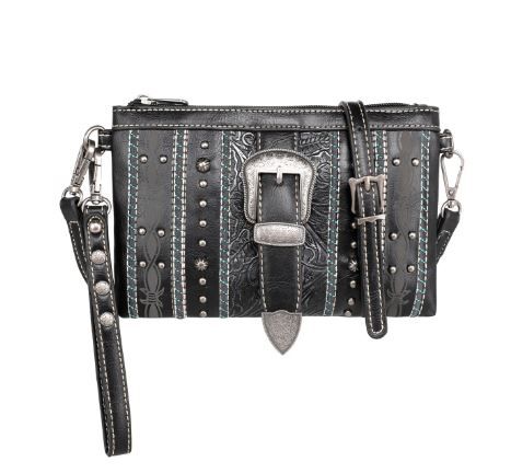 MW1148-181 BK Montana West Buckle Collection Clutch/Crossbody