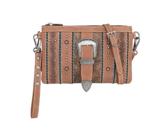 MW1148-181 BR Montana West Buckle Collection Clutch/Crossbody