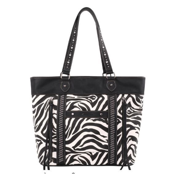 MW1151G-8317 ZB Montana West Zebra Print Concealed Carry Wide Tote