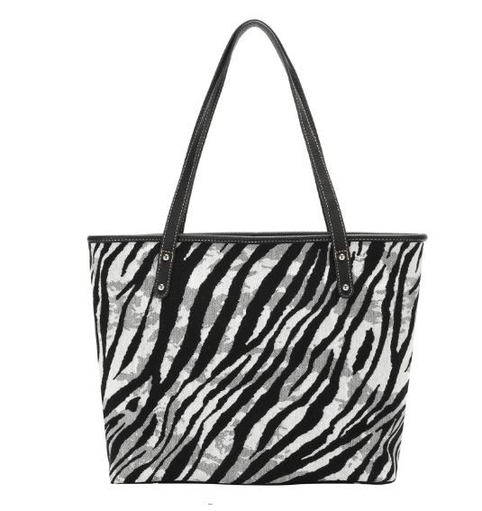 mw1158-8112 ZR  Montana West Zebra Print Canvas Tote Bag