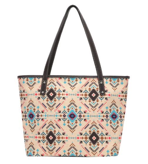 MW1169-8112 TN Montana West Aztec Print Canvas Tote Bag