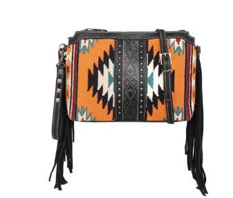 MW1172-924 BK Montana West Aztec Tapestry Crossbody/Clutch/Wristlet