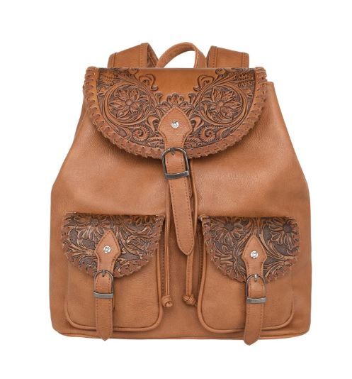 MW1173-9110 BR Montana West Tooled Collection Backpack 