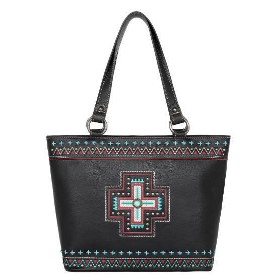 MW1199G-8317 BK Montana West Concho Collection Concealed Carry Tote