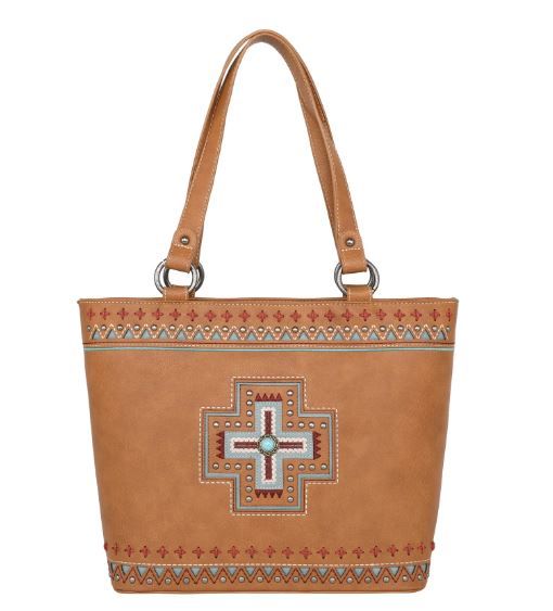 MW1199G-8317 BR Montana West Concho Collection Concealed Carry Tote