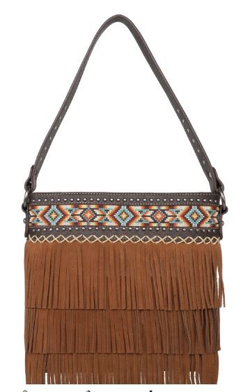 MW1203G-918 BR Montana West Aztec Tiered Fringe Collection Concealed Carry Hobo