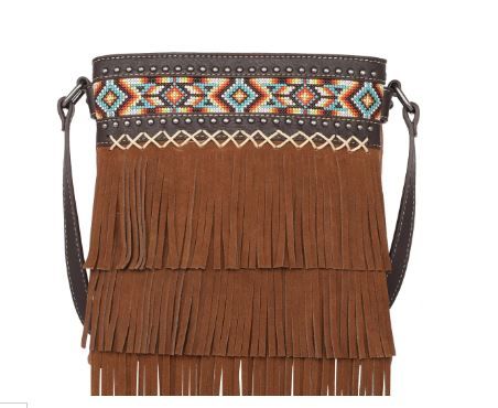 MW1203G-9360 BR  Montana West Aztec Tiered Fringe Collection Concealed Carry Crossbody