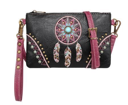 MW1206-181 BK Montana West Embroidered Collection Clutch/Crossbody