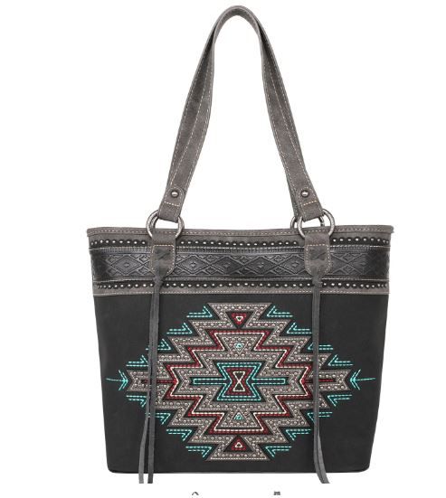 MW1207G-8317 BK Montana West Aztec Collection Concealed Carry Tote