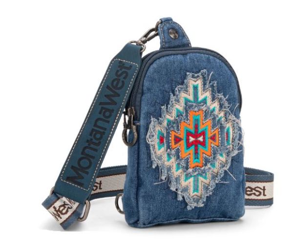 MW1210-210 NY Montana West Embroidered Aztec Collection Sling Bag