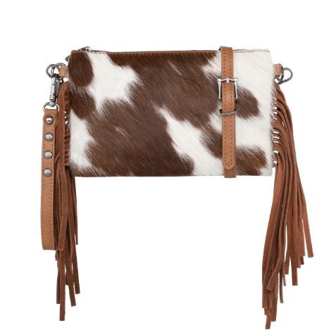 MW1219-181 BR Montana West Hair-On Collection Clutch/Crossbody