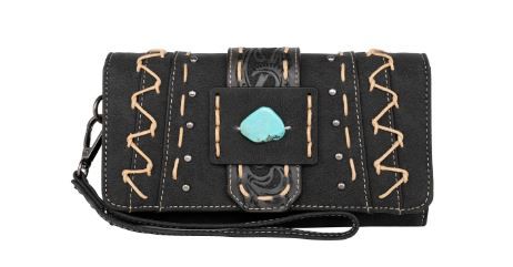 MW1221-W018 BK Montana West Tooled Collection Wallet