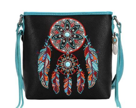 MW1241G-9360 BK Montana West Dream Catcher Collection Concealed Carry Crossbody