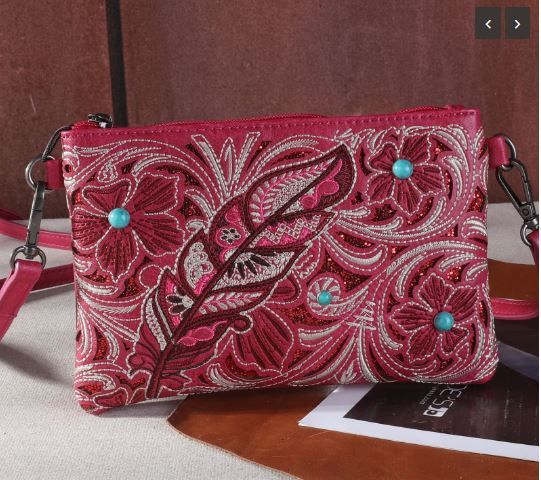 MW1244-181 HPK Montana West Embroidered Floral Cut-out Collection Clutch/Crossbody